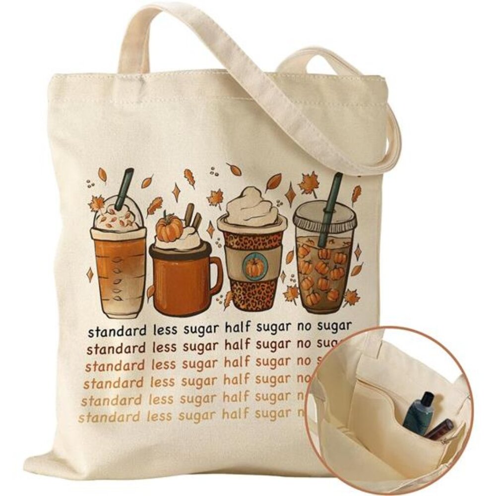 Canvas Tote Bag with Inner Pocket for Women, Cloth Cotton Totes Bag